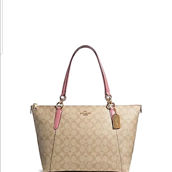 Coach Handbags - Coach tan purse with pink handle. Like new. Coach Handbags - Coach tan purse with pink handle. Like new.